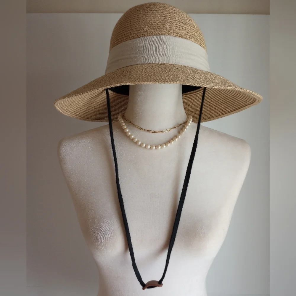 Furtalk Adjustable Sun Beach Hat Natural Linen Ribbon One Size - Picture 6 of 10